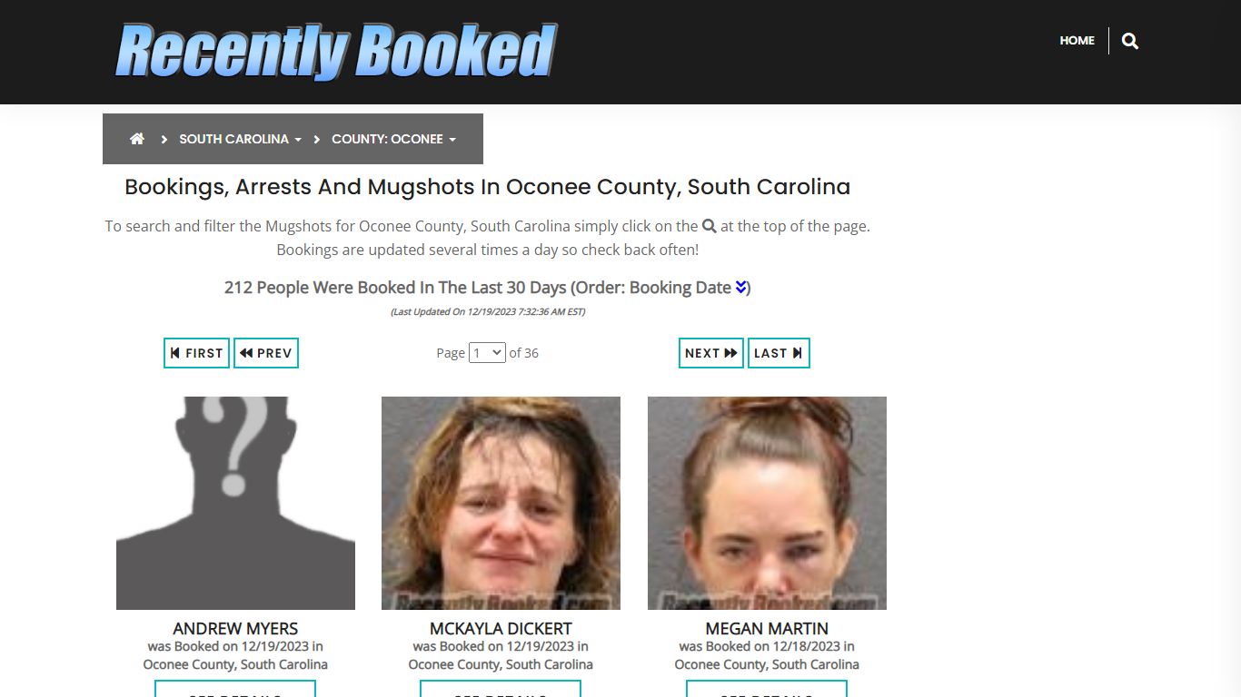 Bookings, Arrests and Mugshots in Oconee County, South Carolina